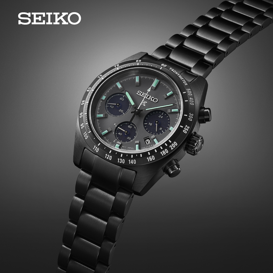 SEIKO PROSPEX The Black Series SPEEDTIMER Solar Chronograph 