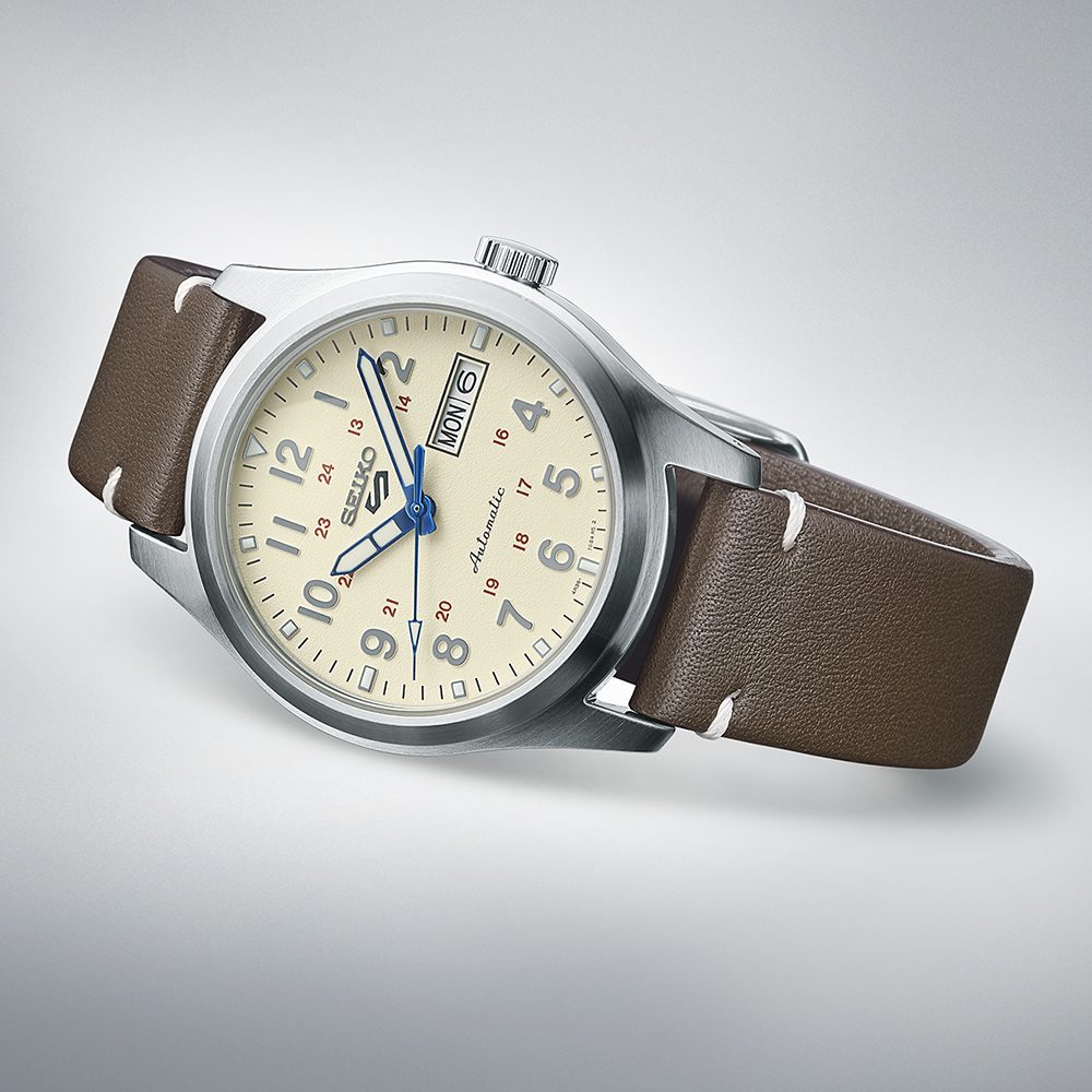 Seiko 5 automatic leather strap on sale
