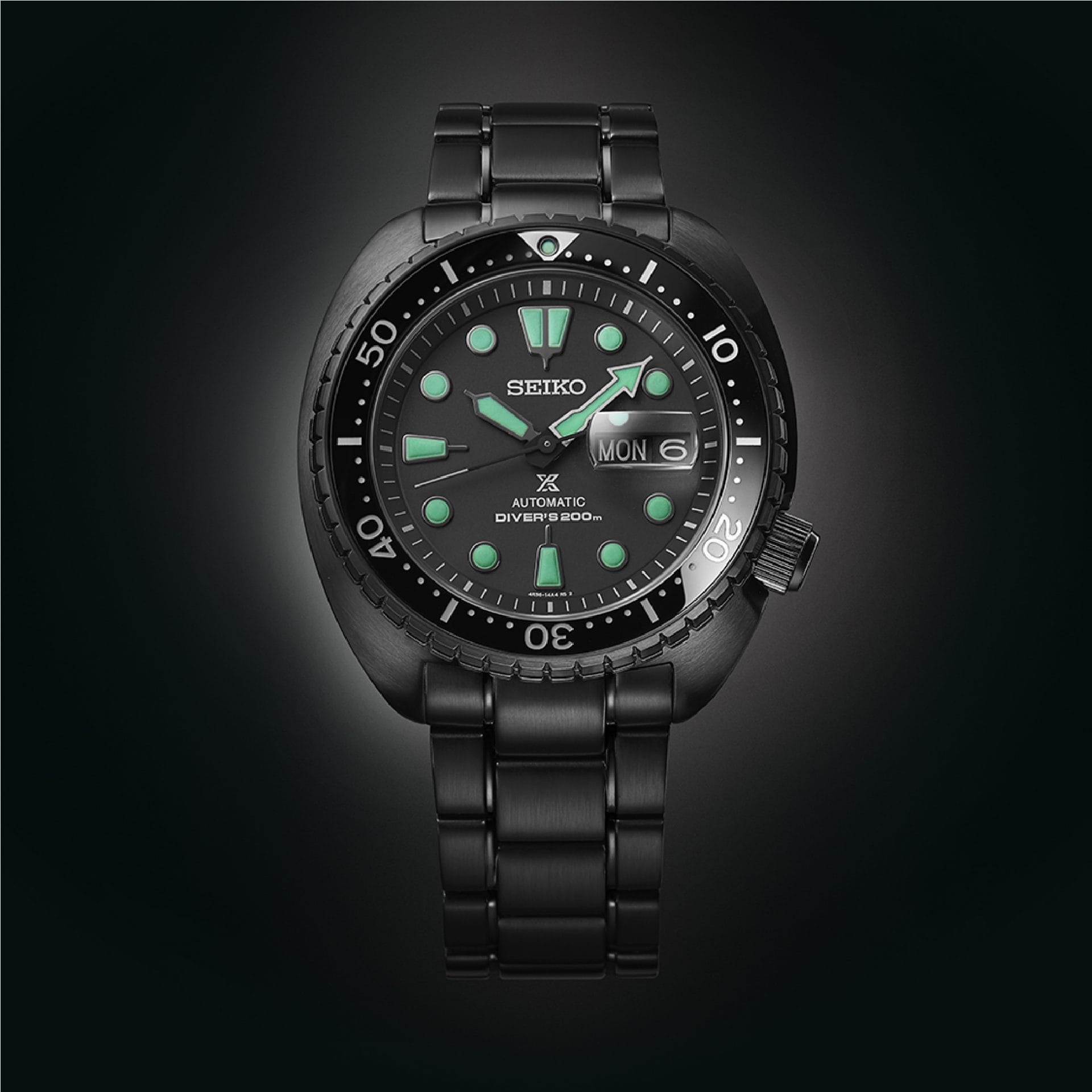 Seiko black sale steel watch